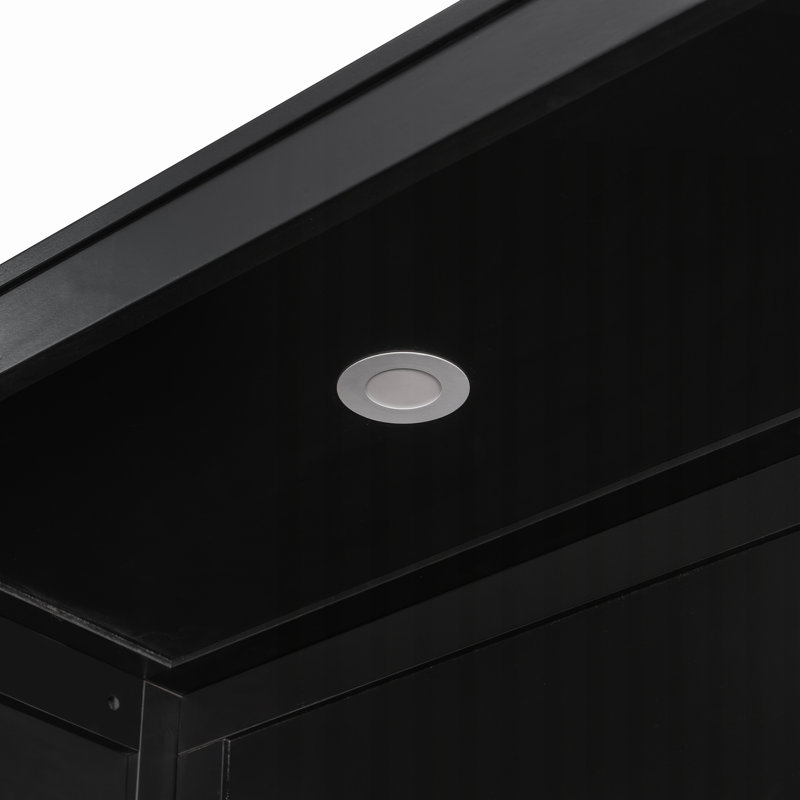 Lit escamotable avec tablettes de rangement, lumières DEL et placage de chêne, Black
