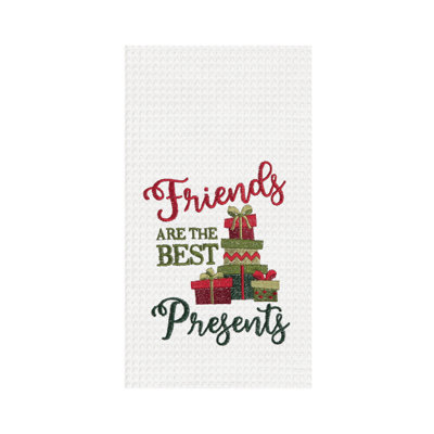 "Friends Are the Best Presents" Christmas Gifts 100% Cotton Waffle Weave Dishtowel
