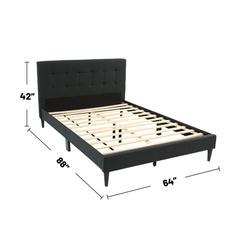 Lit plateforme tapissier Bigelow, Anthracite, Grand