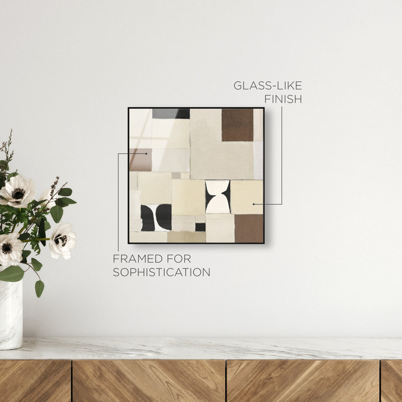 Boho Tiles II Print by Oliver Gal, 13" H x 13" W, Black Floater Frame
