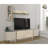Modern TV Unit with Wall Fixing, Travertine & Sandstone Color, 70.0 x 17.0 x 12.8 inches | 100% Melamine Coated Particle Board, 0.7 inches Thick | Numerous Shelves for Storage, Stylish and Functional Design