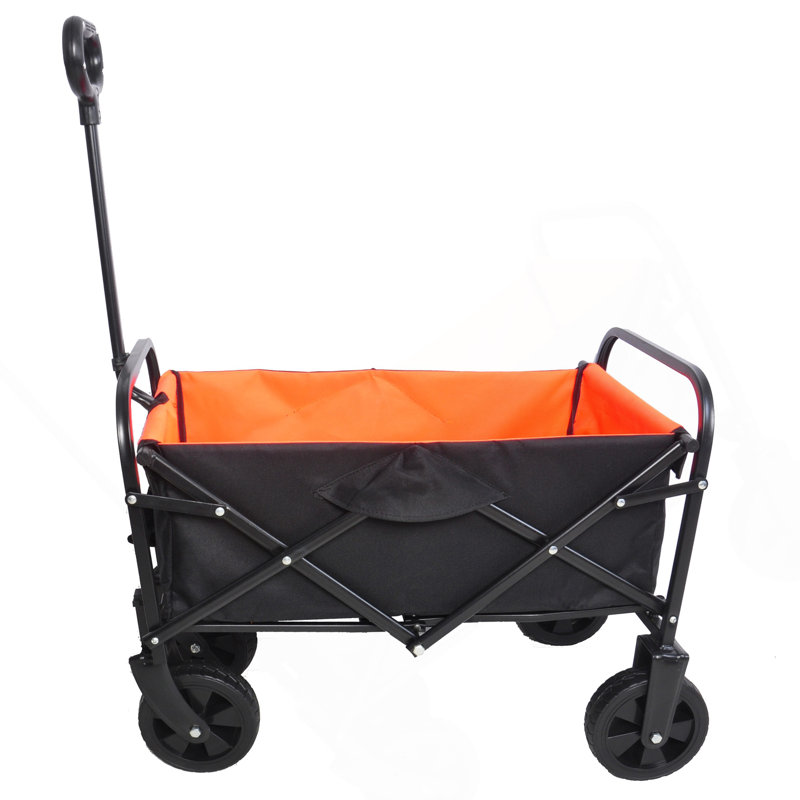 Mini chariot de plage pliable de jardinage de chariot (noir + jaune), H 36,22 po x l 19,89 po x P 30,31 po, Noir / Jaune