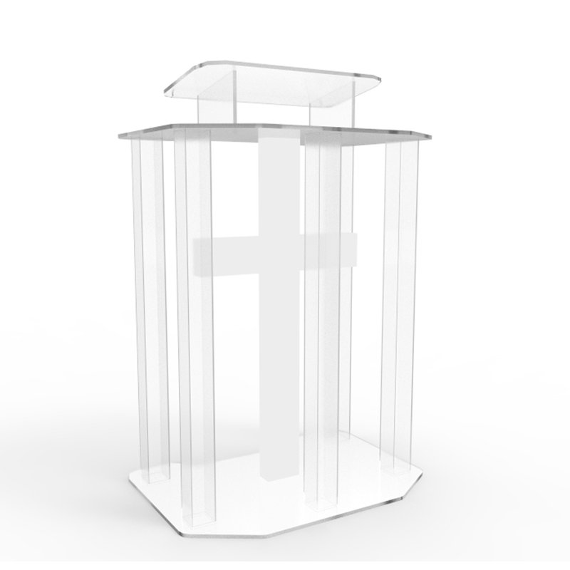 Podium, acrylique fantôme transparent avec chaire lumineuse en croix 110 V, lutrin - assemblé