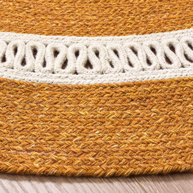Tapis d'intérieur tressé à la main sans motif, Rond 3 pi 0 po x 3 pi 0 po