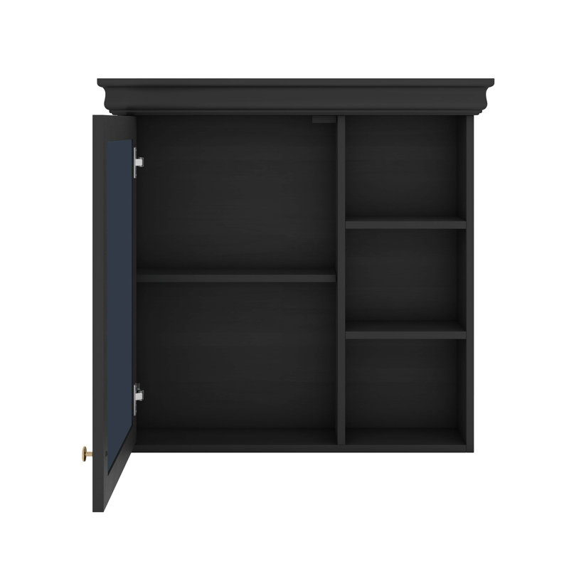 Armoire à pharmacie murale contemporaine avec miroir, armoire à pharmacie murale de 30 po x 28 po avec espace de rangement et tablettes ouvertes