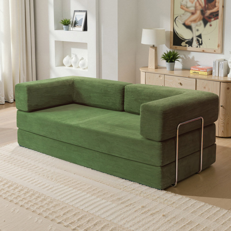 Boneless Compression Sofa - 78''Convertible Floor Sofa Bed - With Pillow Back Support Armrest - Comfy Foldable Sofa Bed Compressed Sofa In Box - Corduroy Fabric - For Living Room Bedroom