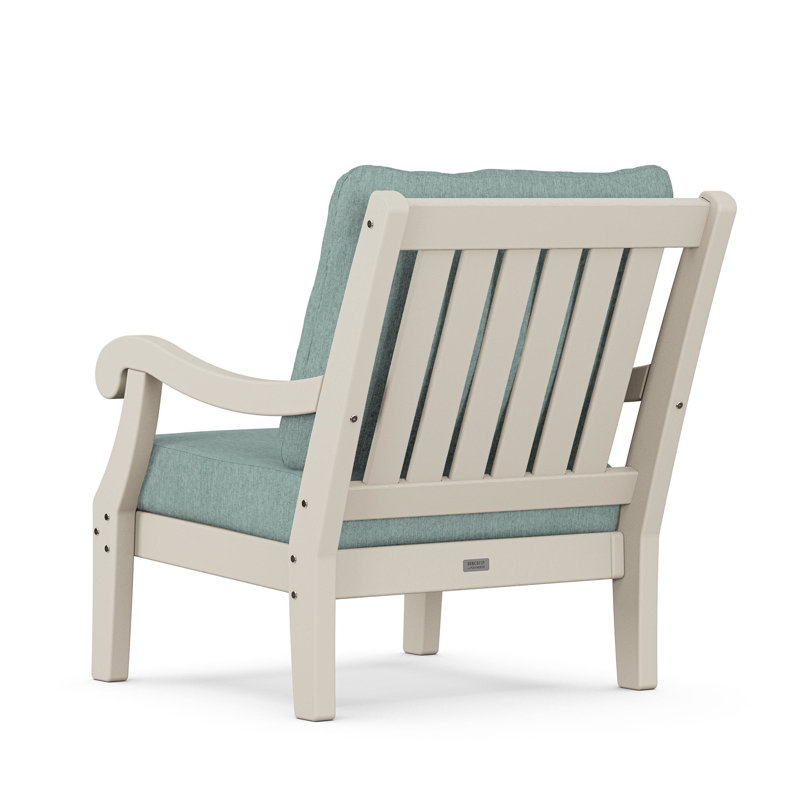 POLYWOOD x Birch Lane Verlyn 4-Piece Deep Seating Set with Sofa, Glacier Spa Cushion/Sand Frame