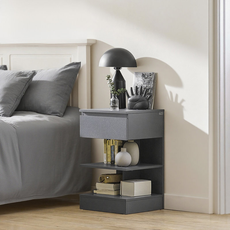 Irasville 39cm W Manufactured Wood Bedside Table, Grey