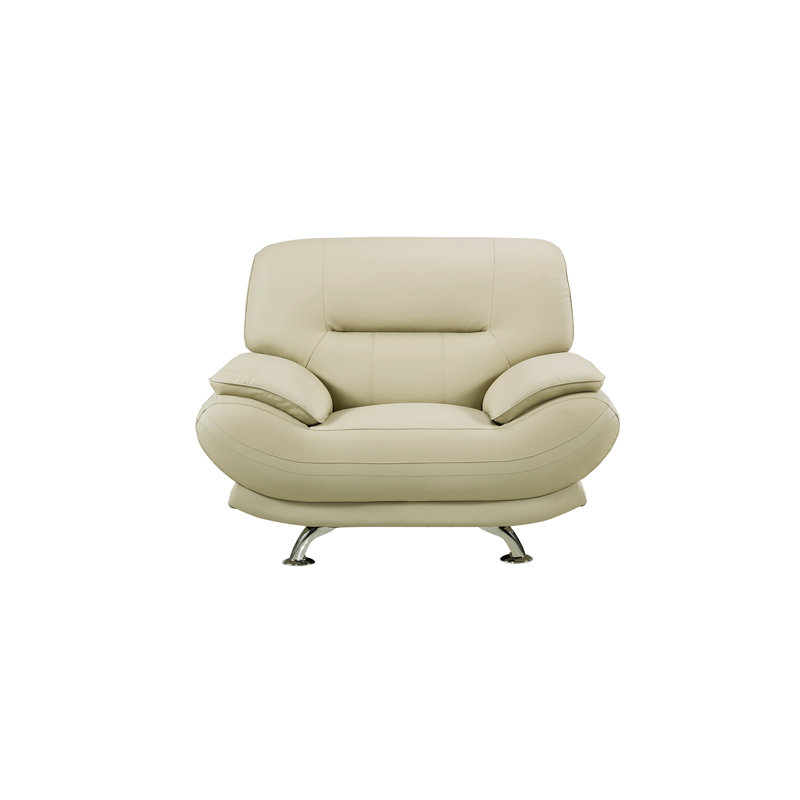 Zimmer 47Cm Wide Lounge Chair, Khaki Faux Leather