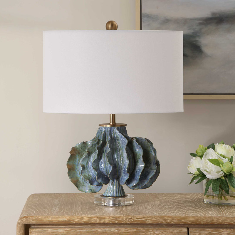 Uttermost Ruffle Up Blue Green Table Lamp