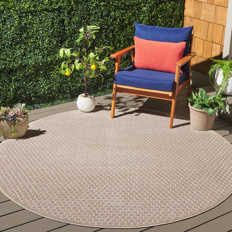 Mehis Stella Performance Solid Color Rug, Round 6'7" 
