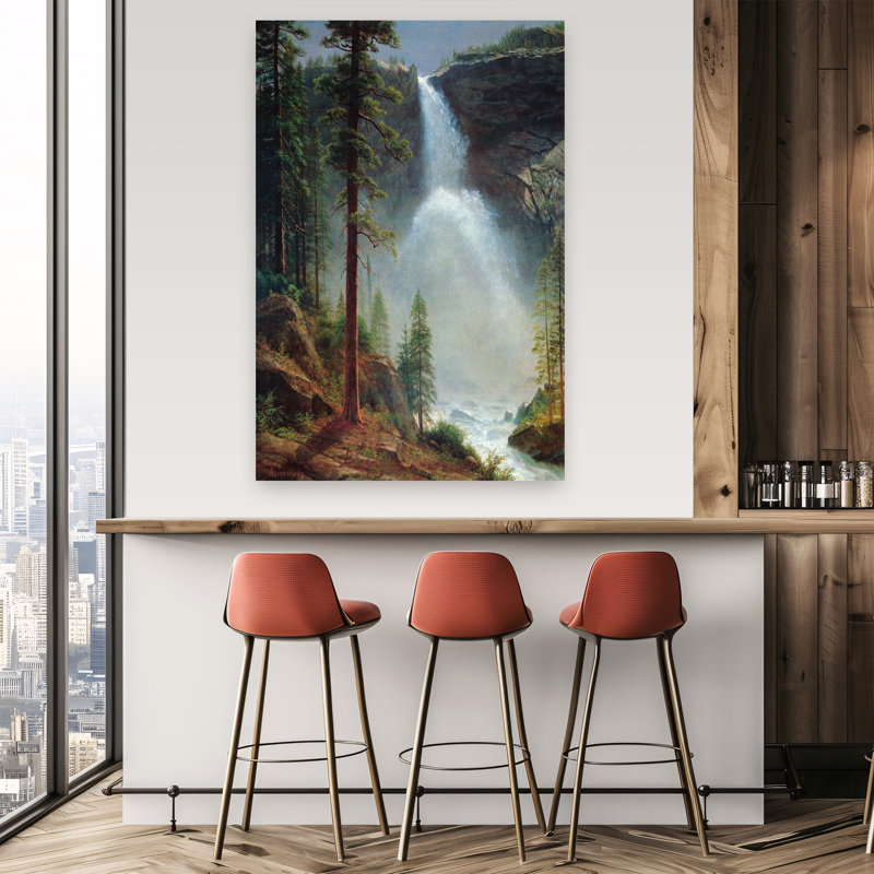 Nevada Falls classique rustique serein serein arbre pin, paysage, impression d'art mural, 60" H x 40" W