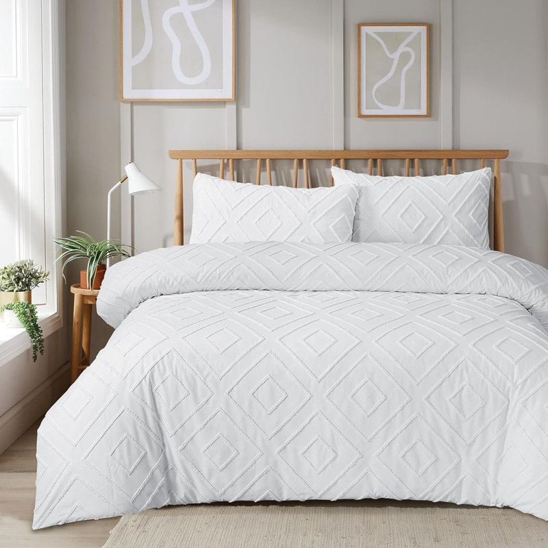 NewEdgeBlinds Duvet Cover Set with Pillowcases, Single Duvet Cover Set + 2 Pillowcases, White