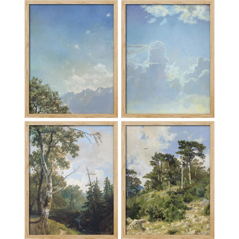 «Classic Sky and Landscape Realistic Nature», impression sur papier 4 pièces, Naturel, H 14 po x l 11 po