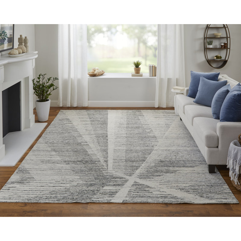 Brighton Modern Abstract, Area Rug, Rectangle 8'6" x 11'6", Gray/Ivory