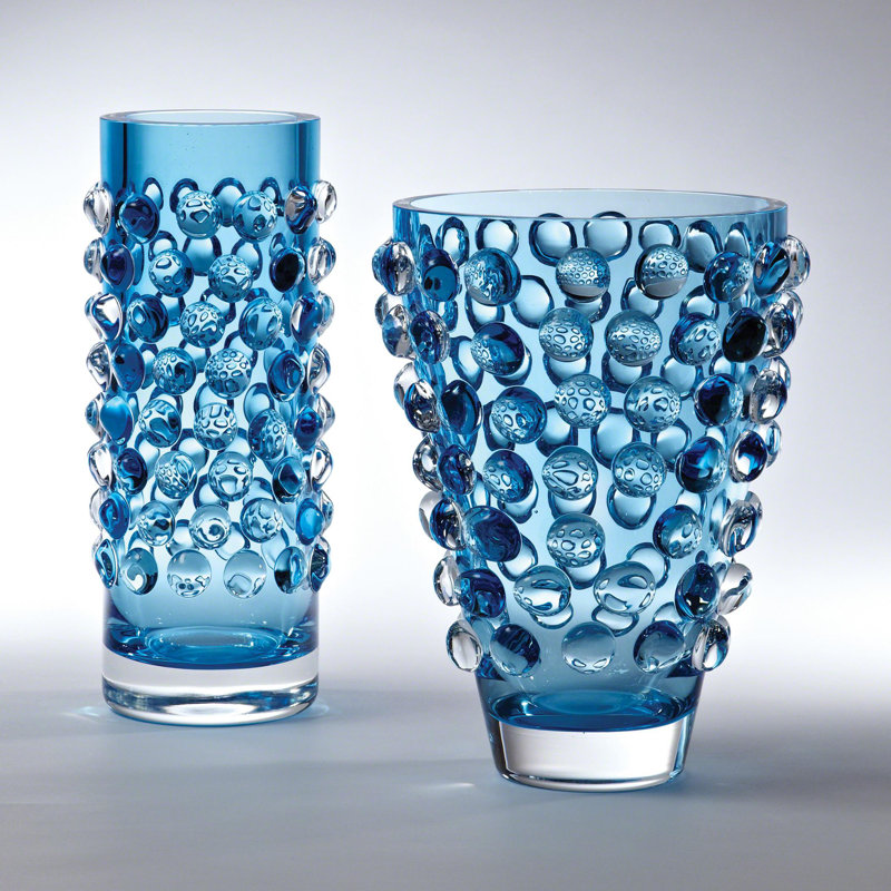 Bubble Vase, 12.75" H x 5.5" W x 5.5" D, Blue Cobalt