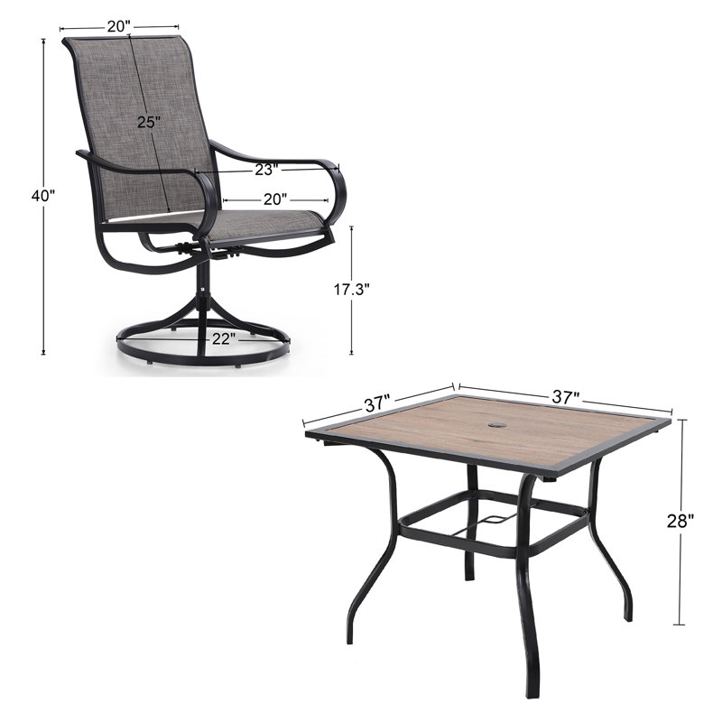 Alyah 4 - Person Patio Dining Set with Square Table
