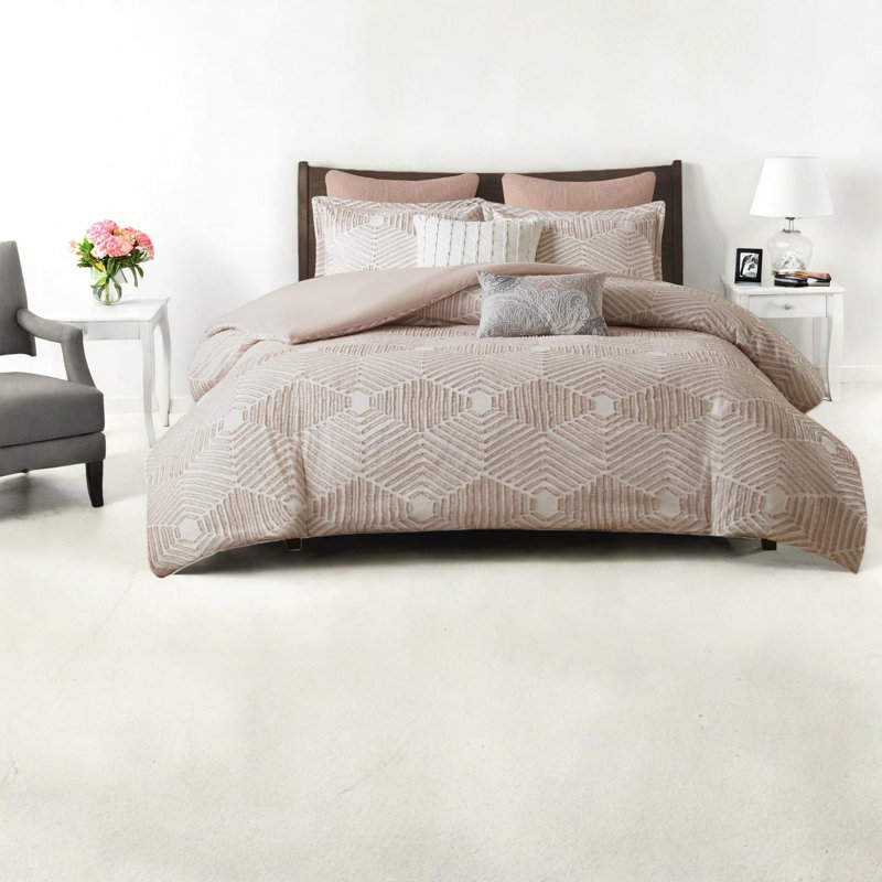 Premium Blush Cotton Jacquard Bedding Sets For A Farmhouse Chic Bedroom