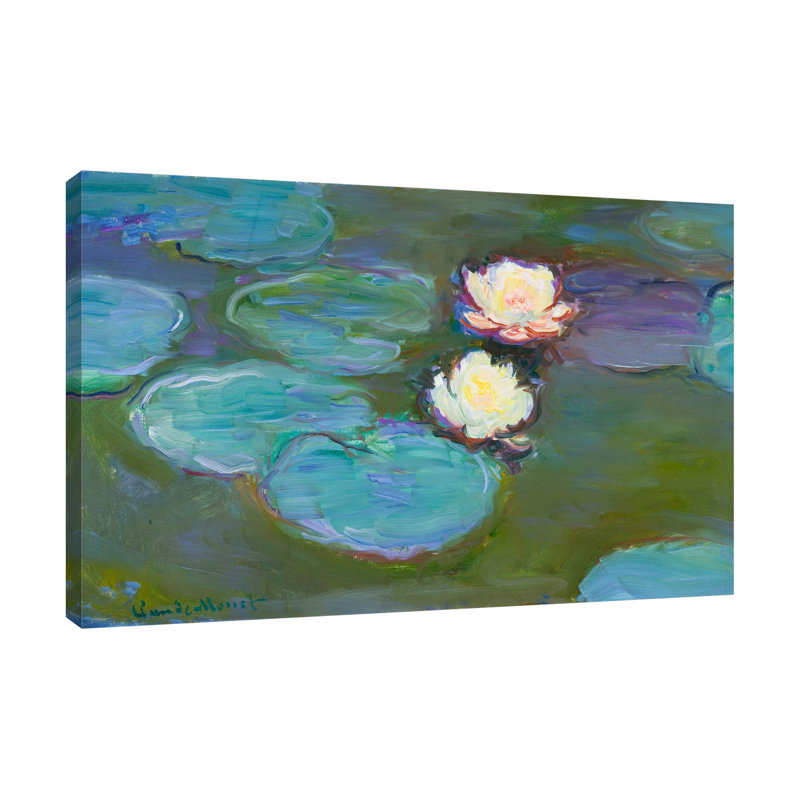 «Nympheas» par Claude Monet - reproduction d'art sur toile tendue, H 32 po x l 48 po x P 1,5 po