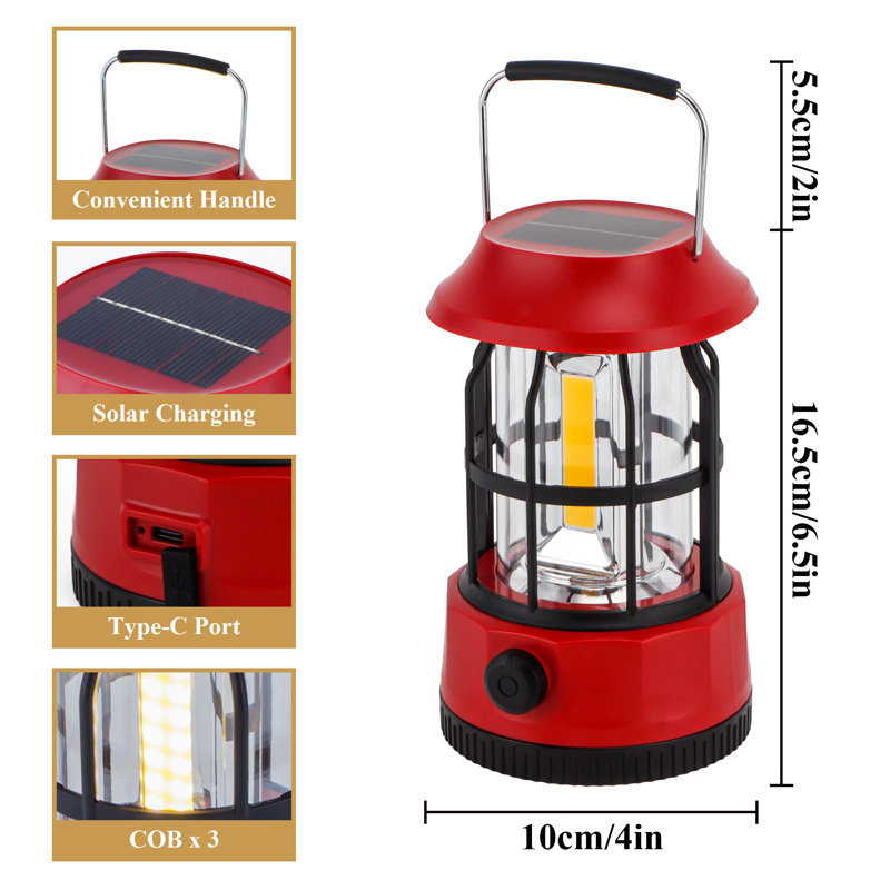 JHY DESIGN Portable Solar Powered Lantern with USB Charger