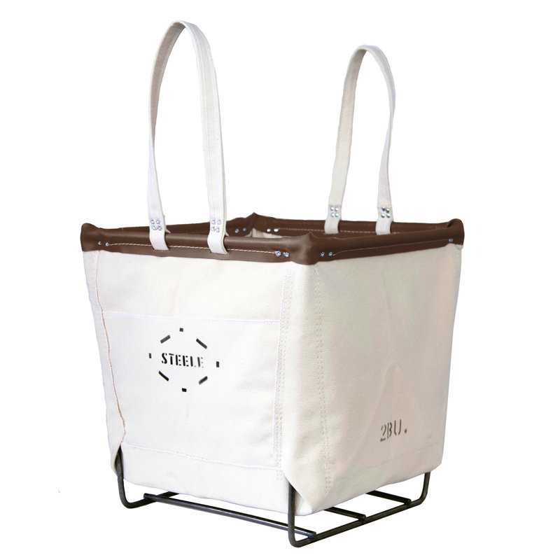 Laundry Basket with Handles, Brown Leather