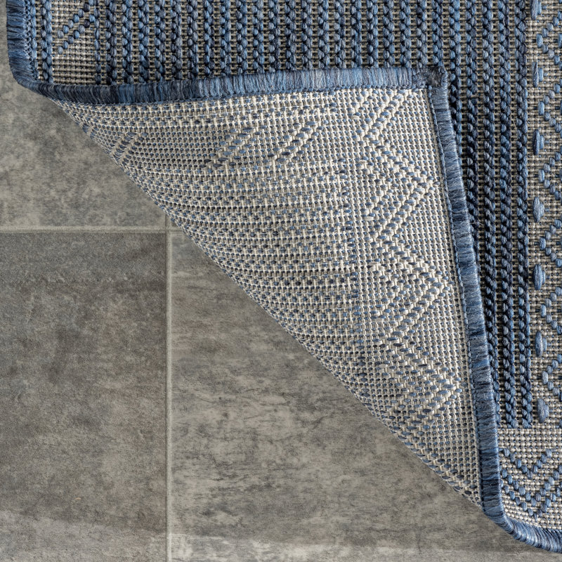 Tapis intérieur / extérieur bleu Achyut Southwestern, Tapis de couloir 2 pi x 8 pi