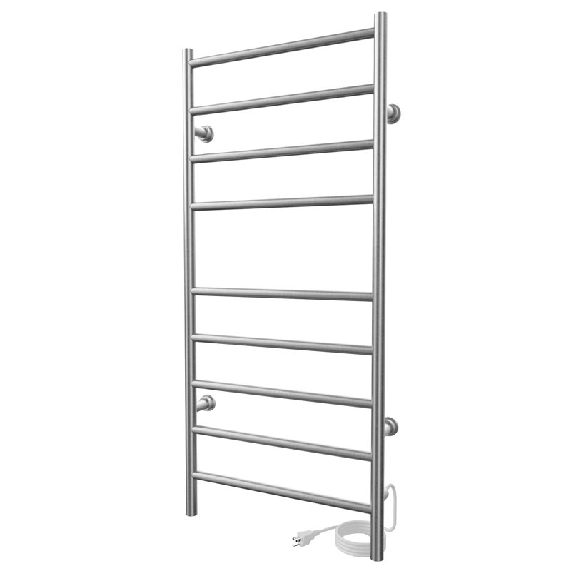 Chauffe-serviettes électrique mural en acier 18 po x 40 po Kontour - nickel brossé, à brancher , H 40 po x l 18 po x P 4 po