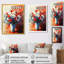 Pennington Bouquet In Motion in Red and Blue Abstract - coquelicots, art mural-1370115662-1370115663-1370115648