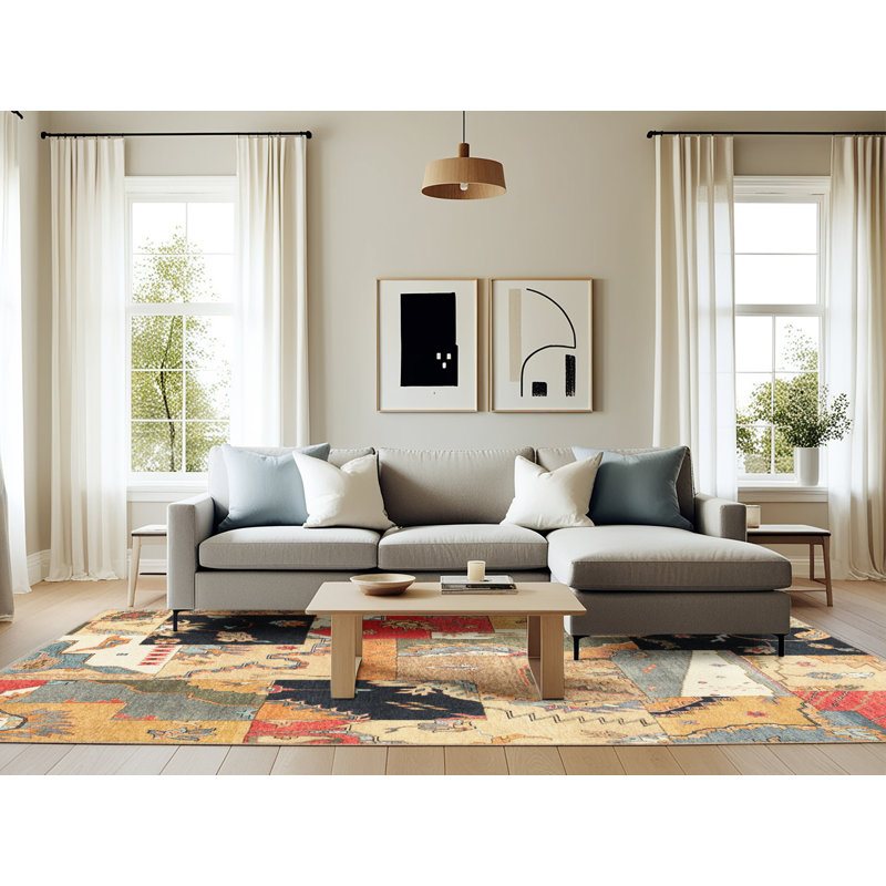 Soejima Abstract Indoor Rug, Rectangle 6' x 9'