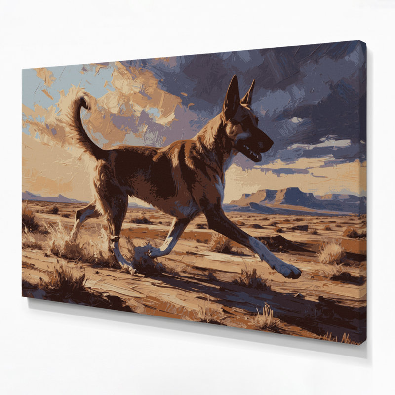 «Dogs Canaan Dog», art mural sur toile brune, H 11 po x l 14 po