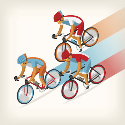 People Riding Bike by Snegok13 - Wrapped Canvas Print