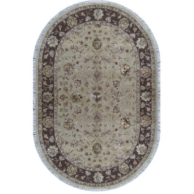 Tapis chameau et chocolat noué à la main de haute qualité