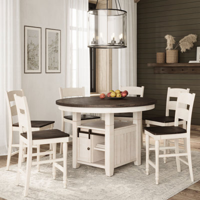 Lark Manor Eradis Counter Height Pine Solid Wood Dining Set
