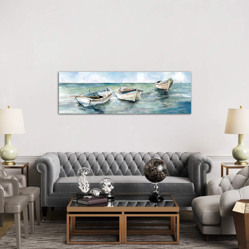 Caught At Low Tide II by Carol Robinson - Panoramic Painting on Canvas, 121.92 cm H x 40.64 cm W x 3.175 cm D, No Frame