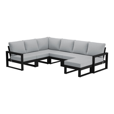 Ensemble de conversation de terrasse avec repose-pieds et cadre 7 pièces