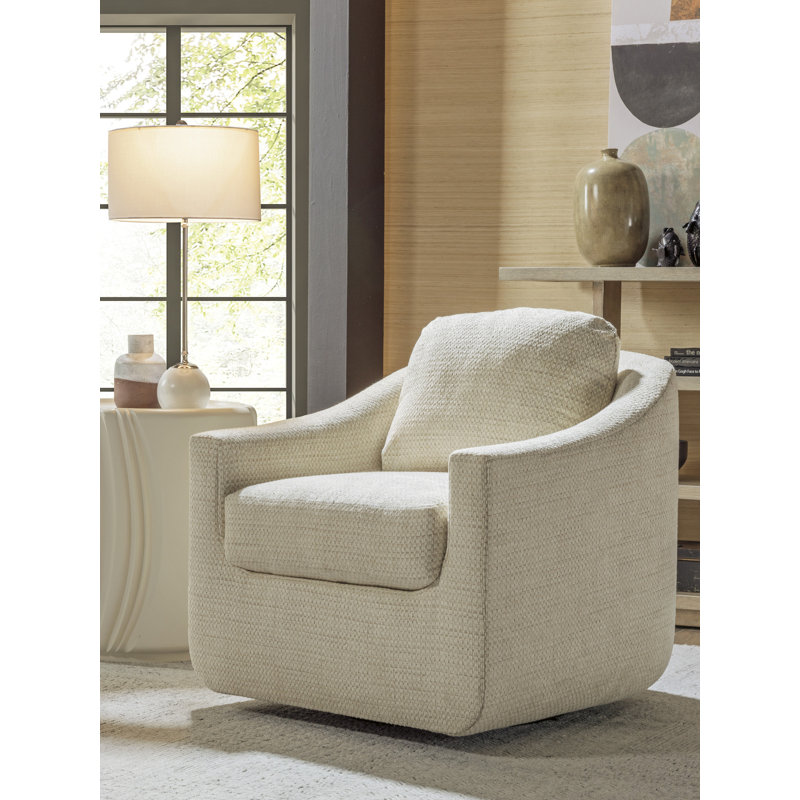 Fauteuil à coussin pivotant de 38 po de largeur Artistica Upholstery, Blanc/Ivoire