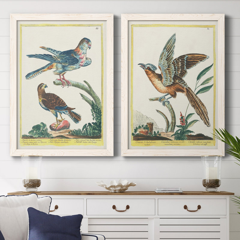 Toile encadrée de qualité supérieure Pastel Birds III - prête à être accrochée, H 43,5 po x l 31,5 po x P 1 po