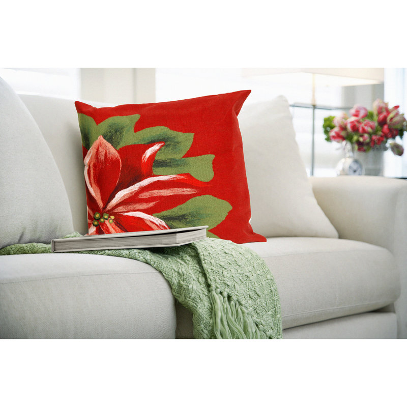 Red Polyester Round Holiday Pillow Set, 20"