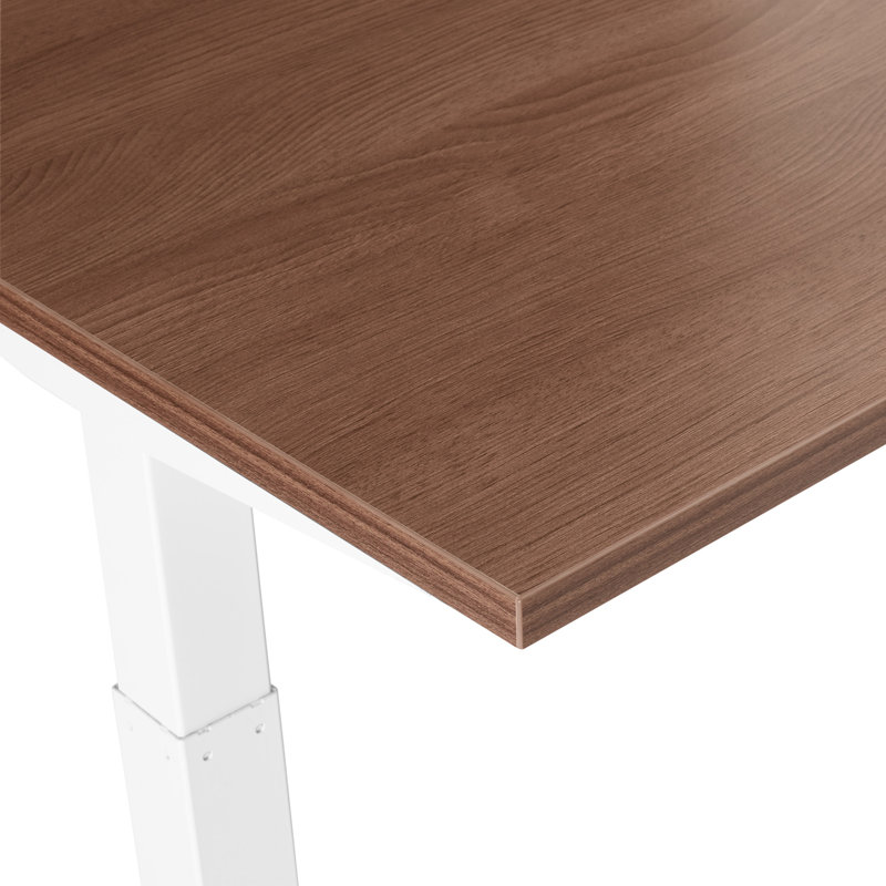Bureau à hauteur réglable Series L, H 50,5 po x l 58 po x P 47,25 po, Blanc/noyer