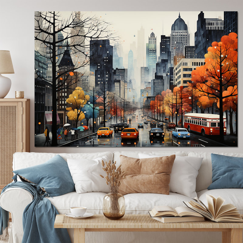 «Bold Cityscape Urban Fog III - City Buildings», impressions encadrées