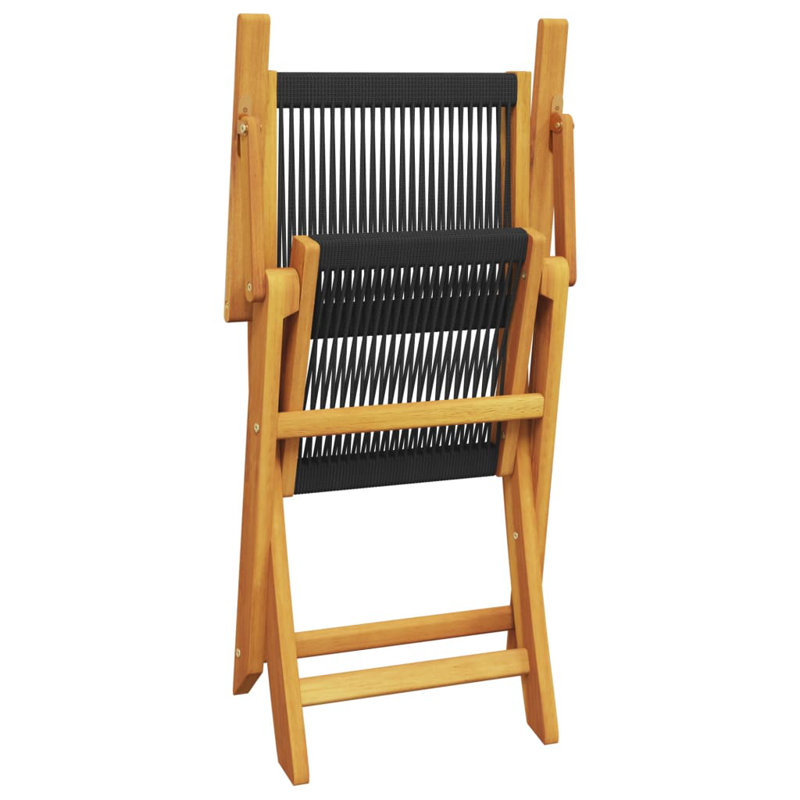 Ensemble de bistro d'extérieur 3 pièces vidaXL en polypropylène et bois massif, Noir