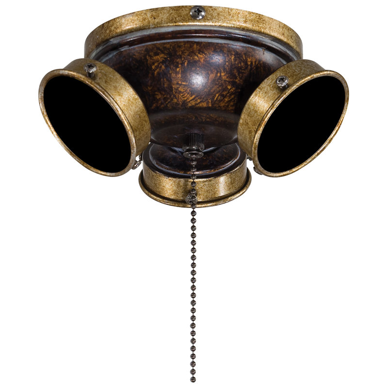 3 - Light Universal Ceiling Fan Light Fitter, Mottled Copper/Gold