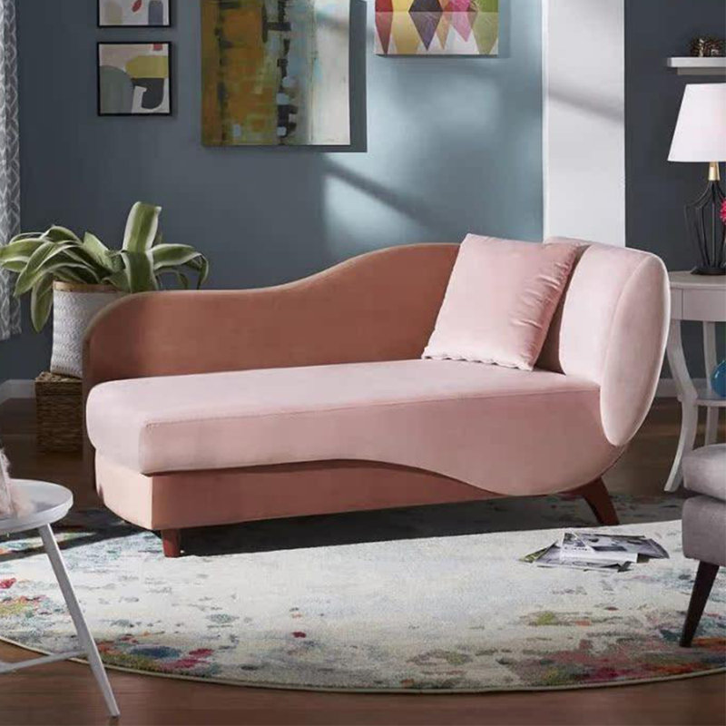 Gaven Velvet Chaise Lounge, Pink/Deep Pink, Left Hand Facing