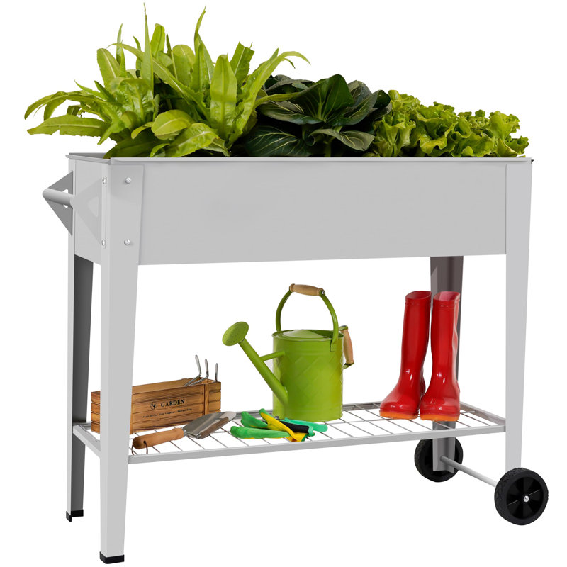 Elevate 32" Tall Raised Garden Bed Outdoor with Wheels, Gray