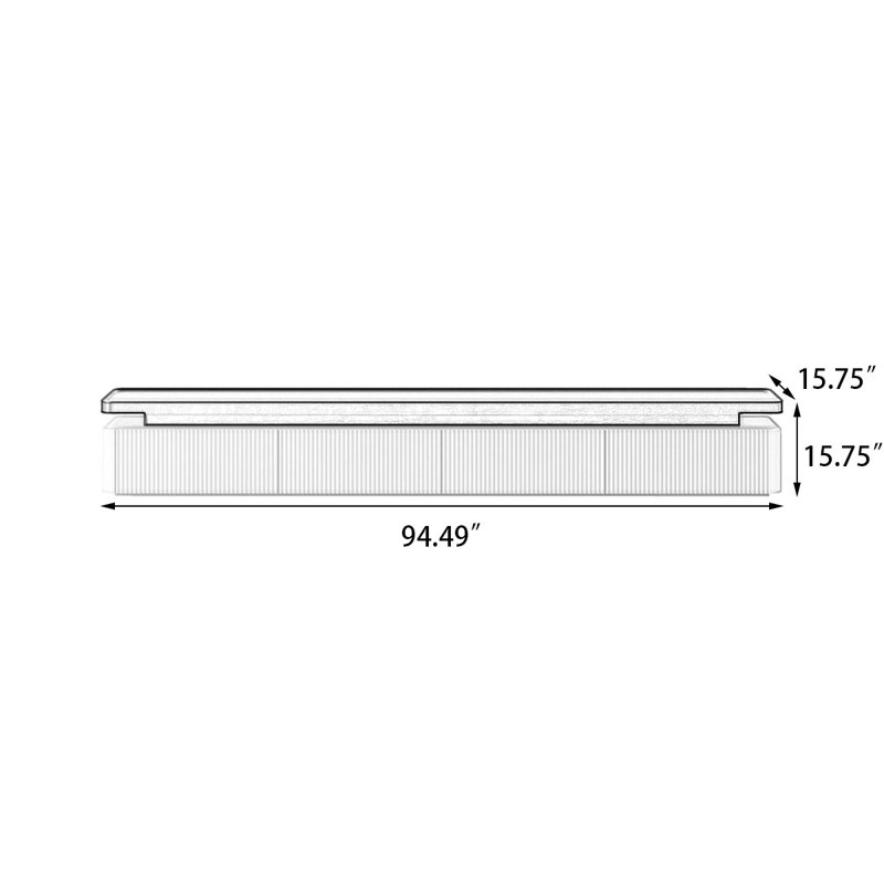 Meuble télé noir et blanc, H 15,75 po x L 94,49 po x l 15,75 po