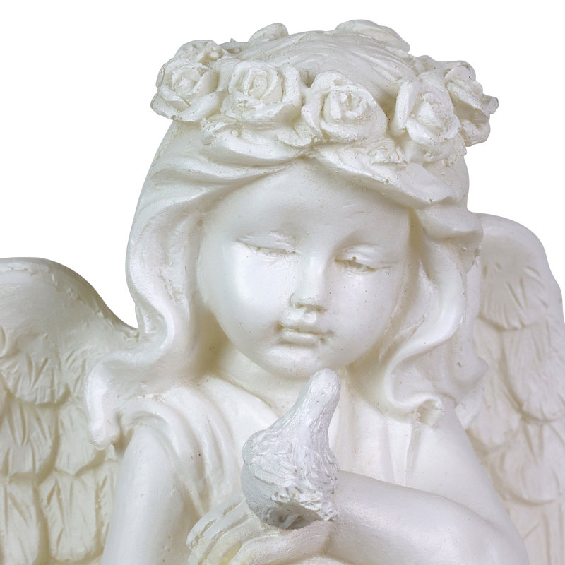 Solar Little Girl Angel Resin Garden Stake with LED Light
