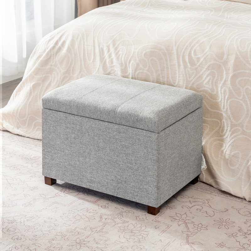 24” Fabric Storage Ottoman Bench, Gray