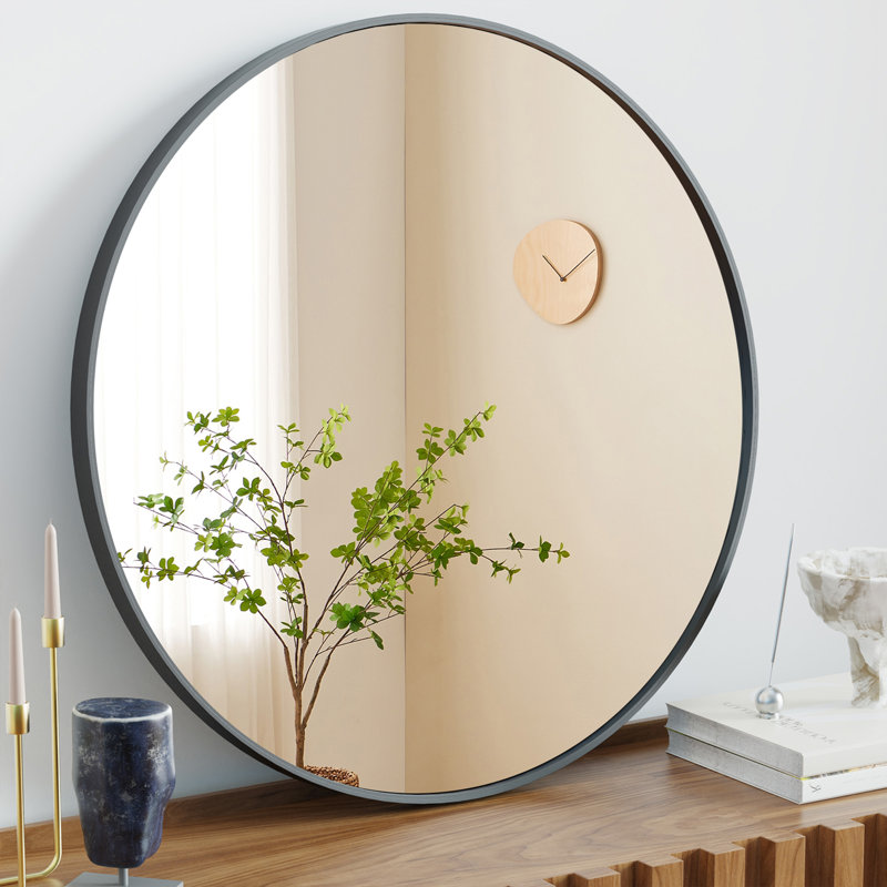 Miroir rond pour salle de bain, Noir