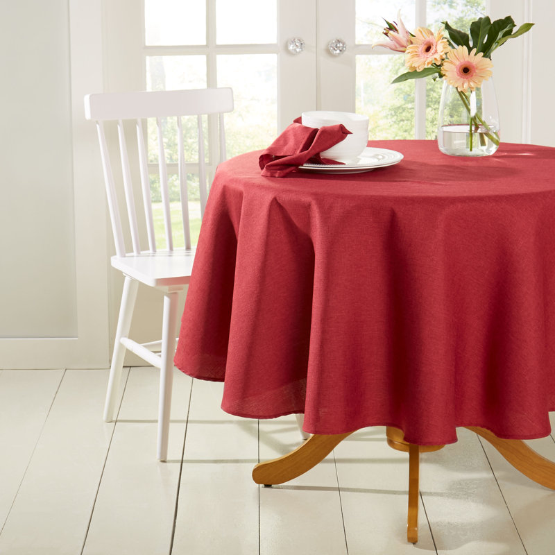 Christabelle Solid Color Round Tablecloth, Red