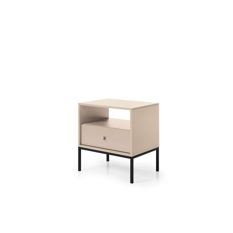 Armadillo 54cm W Manufactured Wood Bedside Table, Beige